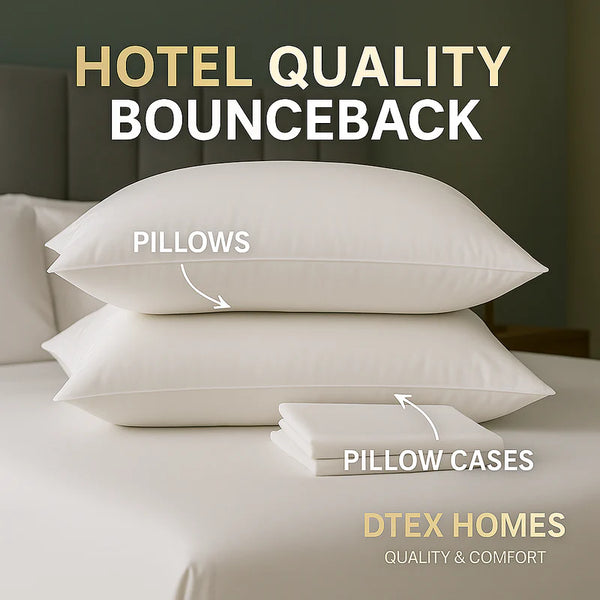 Hotel Quality Bounce Back Pillows with Pillow Case 2 Pack Soft Luxury Bed Pillow