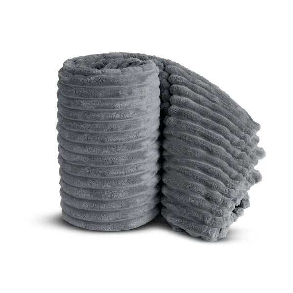 Chunky Cord Mink Ribbed Faux Fur Throw Blanket – Super Soft, Warm & Cozy Large Sofa & Bed Throw