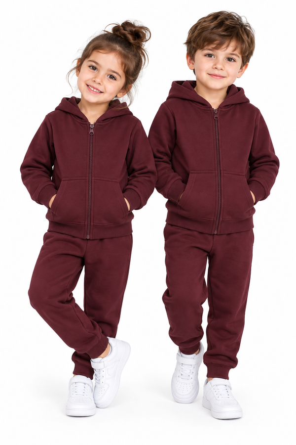 Kids 2 Piece Tracksuit Set – Fleece Zip Hoodie & Joggers Youth Athleisure Outfit for Boys & Girls