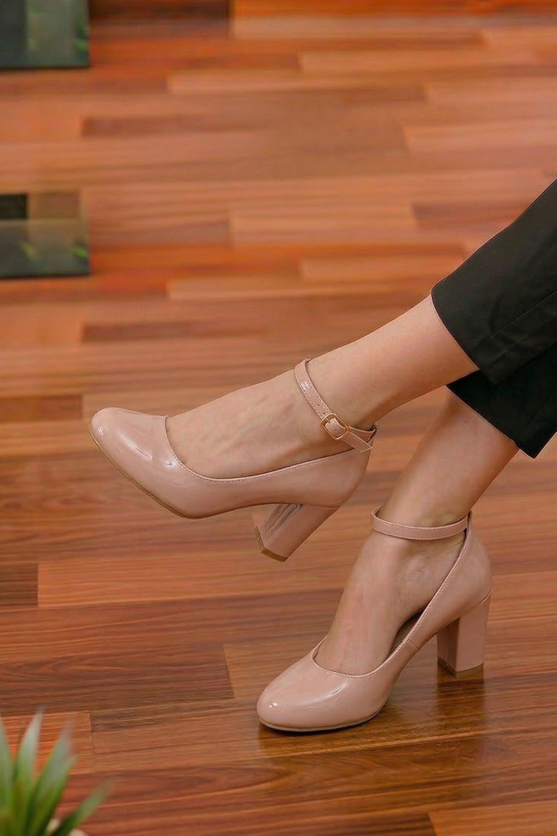 Women Ankle Strap Mid Block Heel G-1829