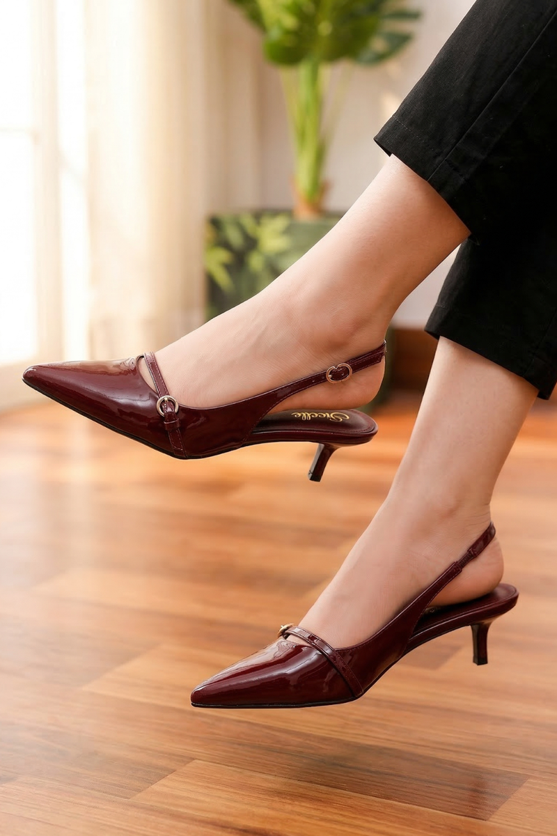 Women’s Slingback Kitten Heel Pointed Toe Sandals Wedding Party Elegant Pumps Sandals For Womens  G-56955-5