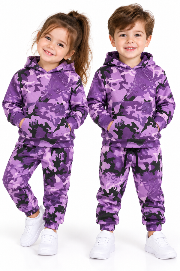 Kids Unisex Hooded Tracksuit Set – Cotton Blend Hoodie & Joggers Casual Activewear