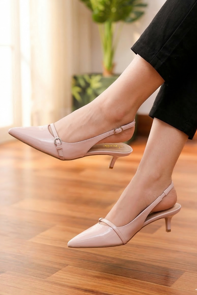 Women’s Slingback Kitten Heel Pointed Toe Sandals Wedding Party Elegant Pumps Sandals For Womens-56955-3