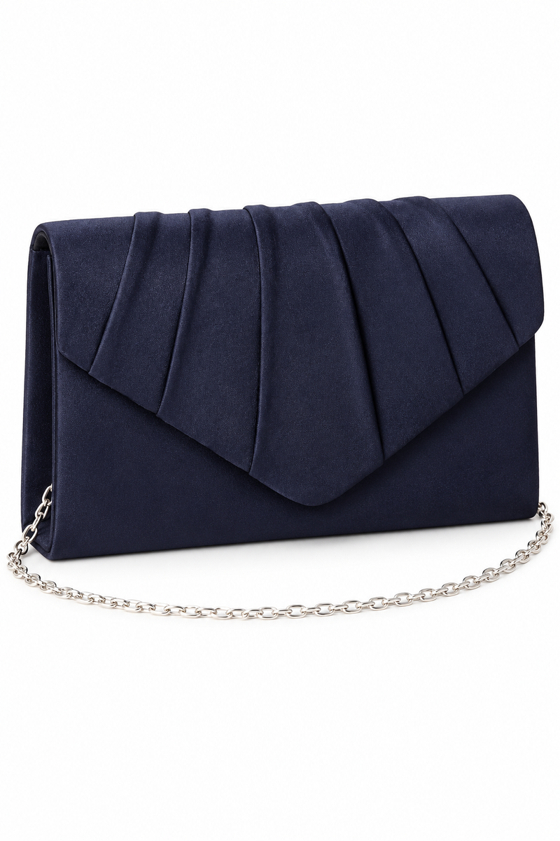 Navy Women’s Suede Evening Clutch Bag – Elegant Envelope Handbag with Detachable Chain Strap