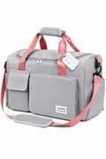 Women's Grey & Pink Foldable Travel Duffel Bag 35L Expandable 50L Gym Weekend Holdall