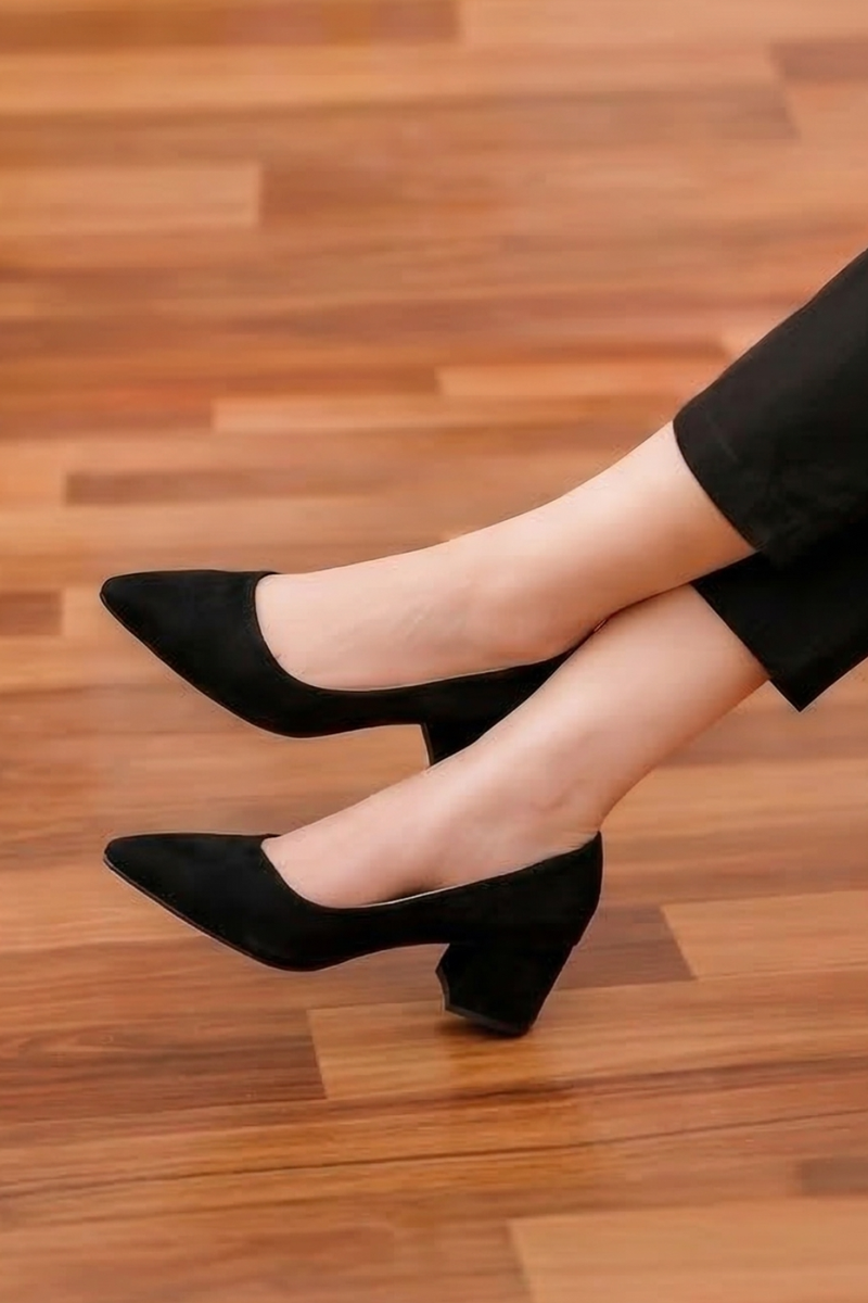 Women’s Block Chunky Closed Pointed Toe Wedding Party Elegant Slip On Pumps Court Shoes for Womens G-225-3