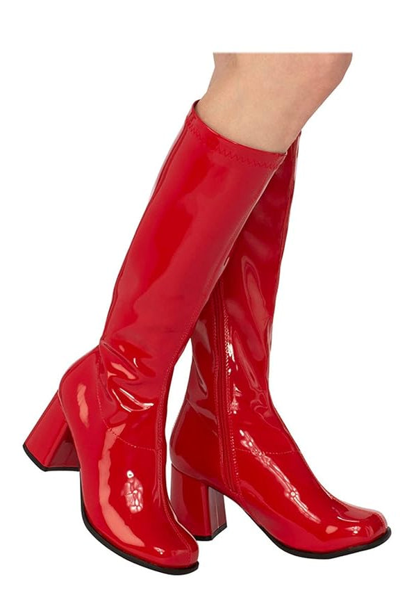 Ladies Womens Fancy Dress Party 1960s & 1970s Red GoGo boots