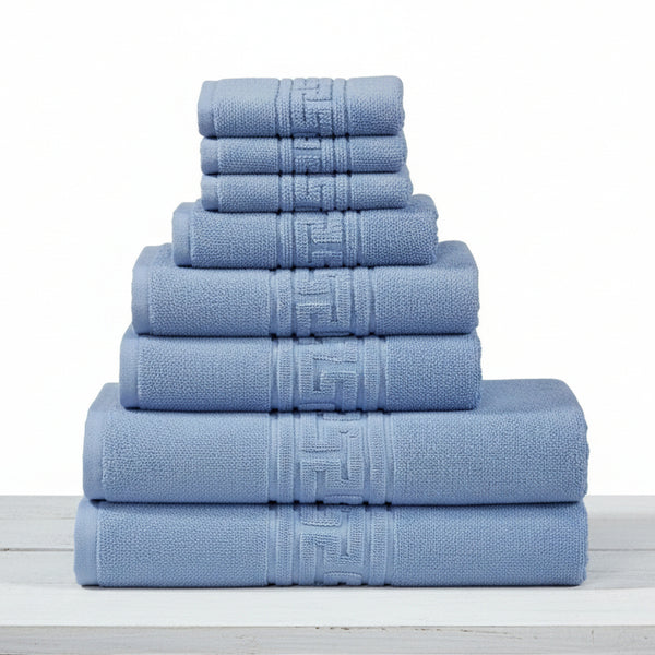 Soft and Premium Egyptian Cotton Towels - 500 GSM Sky Blue, Set of 8