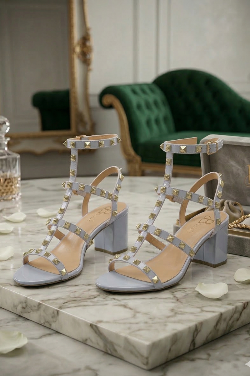 White Patent Ankle Strap Heel BS-7
