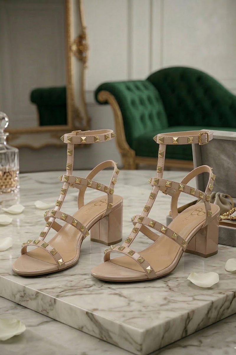 Nude Patent Ankle Strap Heel BS-5 Stiletto