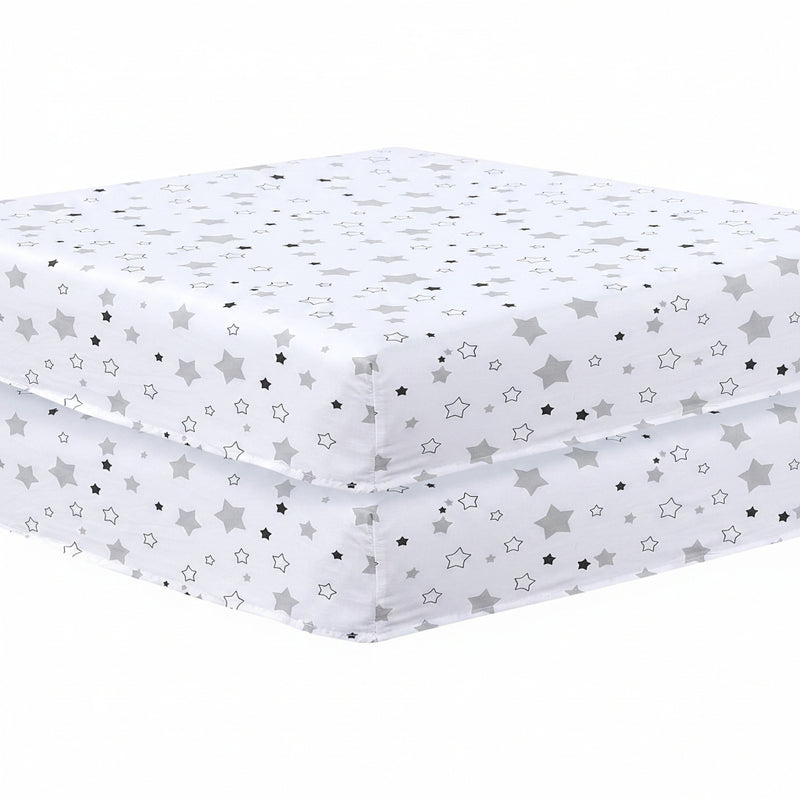 Cot Bed Sheets Super Soft Breathable Polycotton Fitted Sheet - Star