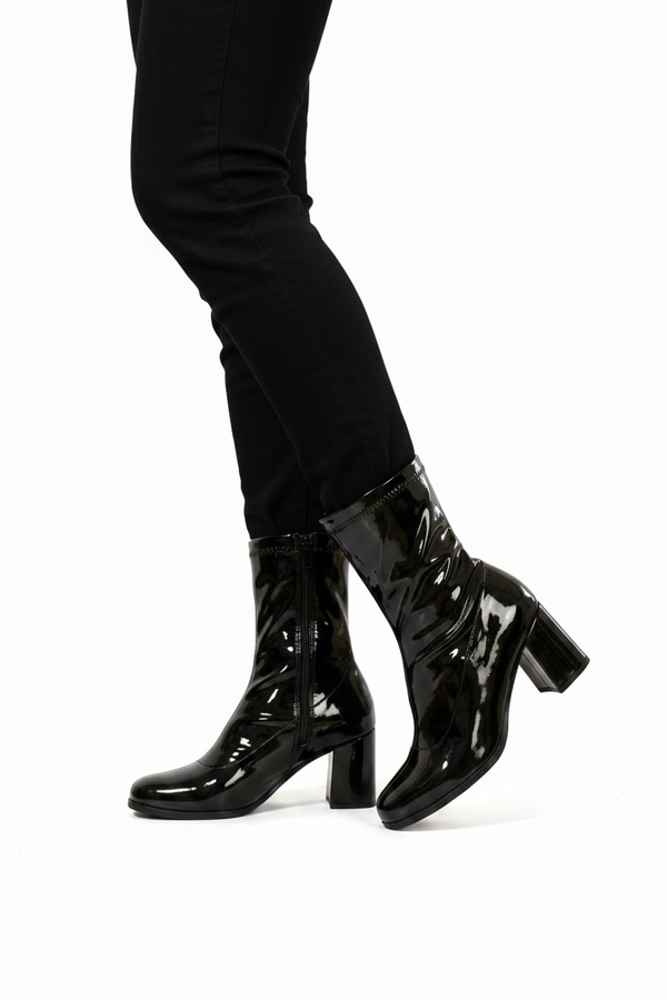Women’s Go Go Boots Mid Calf Block Heel Zipper Boot G-732