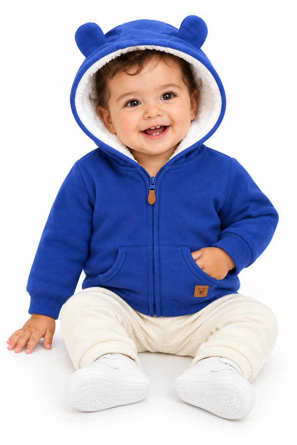 Baby Bear Ear Hooded Jacket – Zip-Up Coat for Boys & Girls, 3–24 Months
