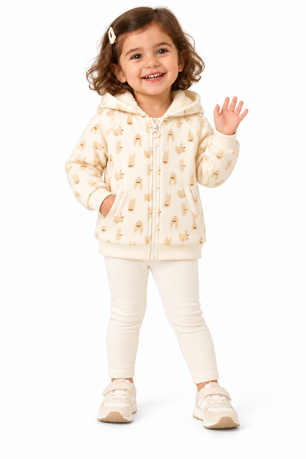 Baby & Toddler Zipped Hoodie with Sherpa-Lined Hood | Ages 0–4 Years