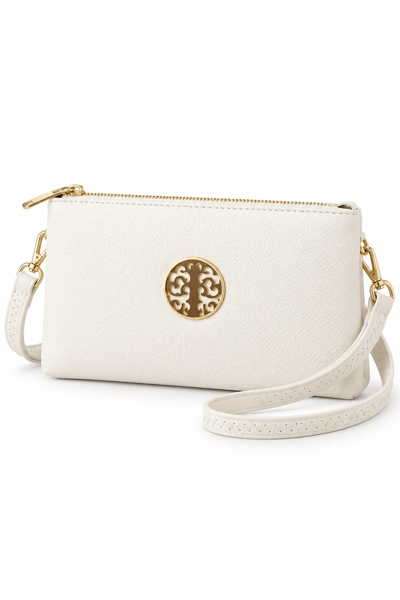 Women’s White Clutch & Crossbody Bag with Adjustable Strap