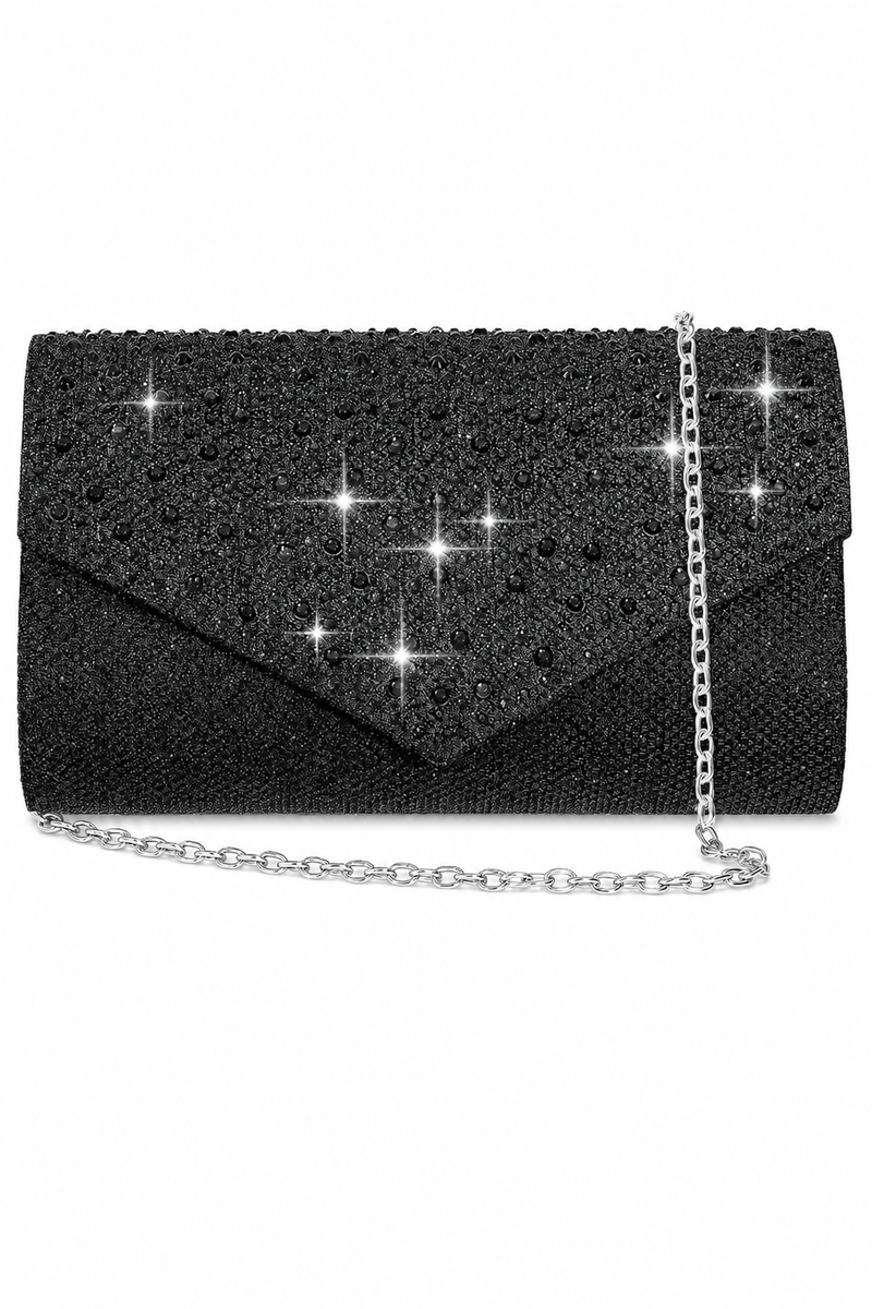 Women's Sequin Evening Clutch Bag Envelope Purse with Detachable Chain