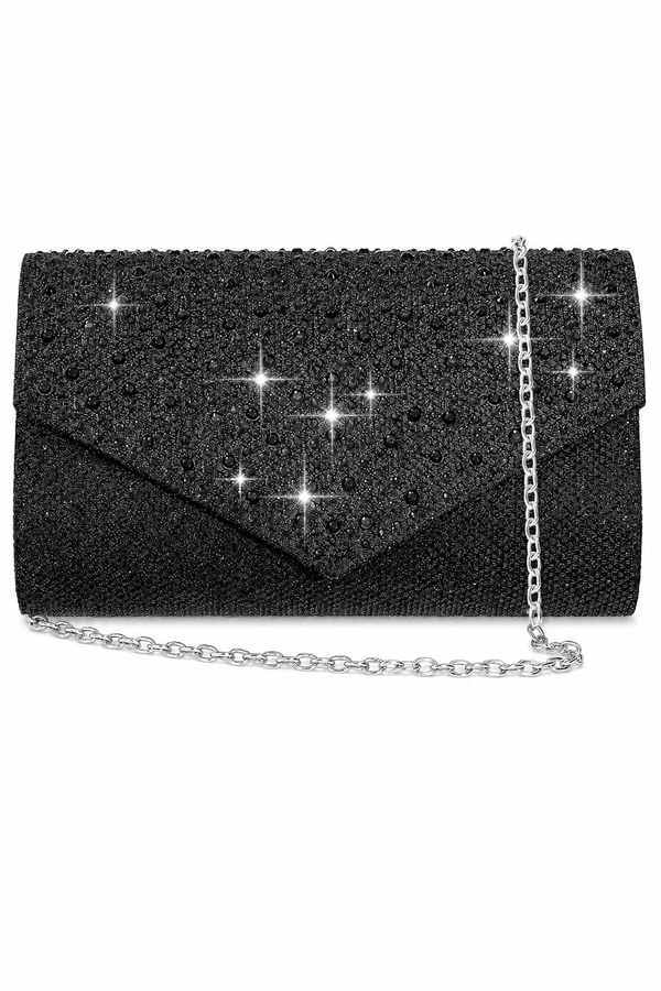 Women's Sequin Evening Clutch Bag Envelope Purse with Detachable Chain
