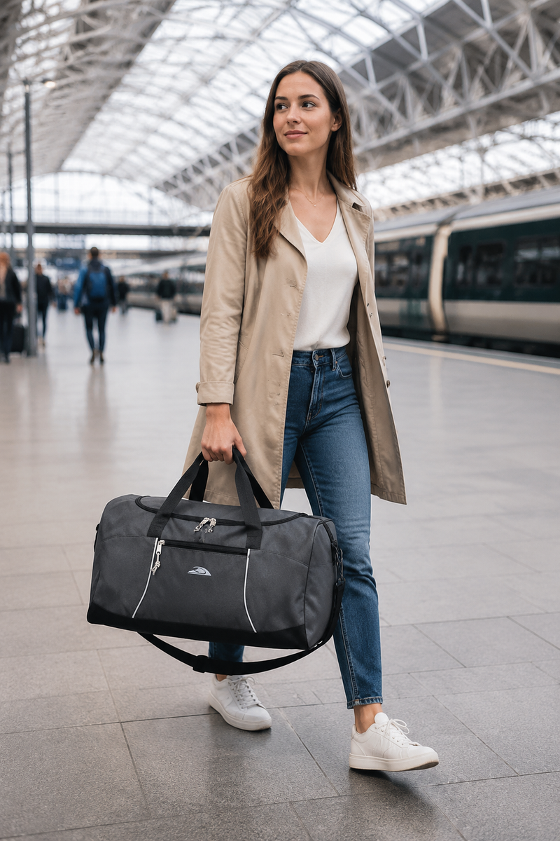 Maker 55L 24 Inch Lightweight Canvas Duffle Bag for Travel Gym & Sports