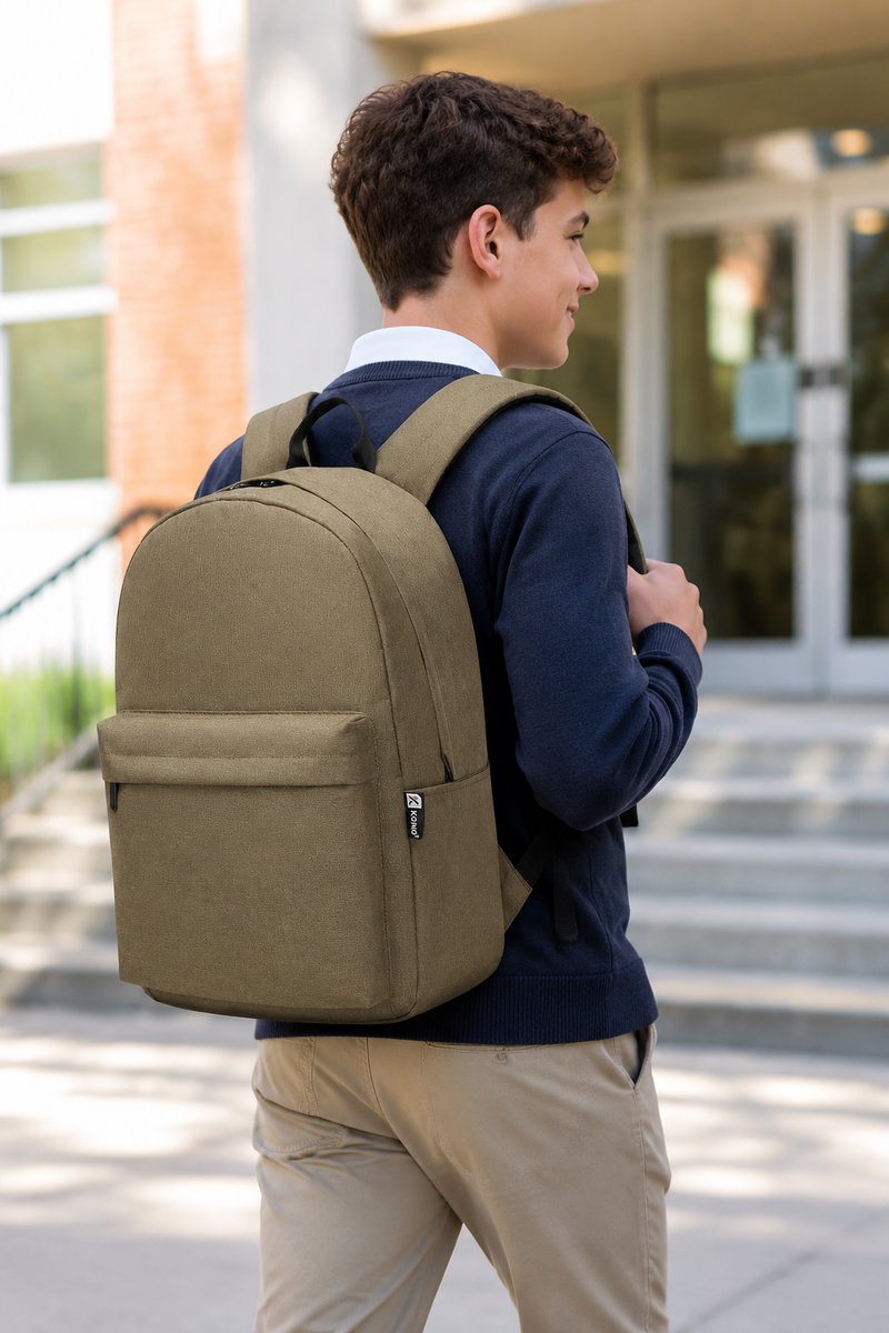 Kono School Backpack 22L for Boys Girls | Lightweight Black Rucksack for School