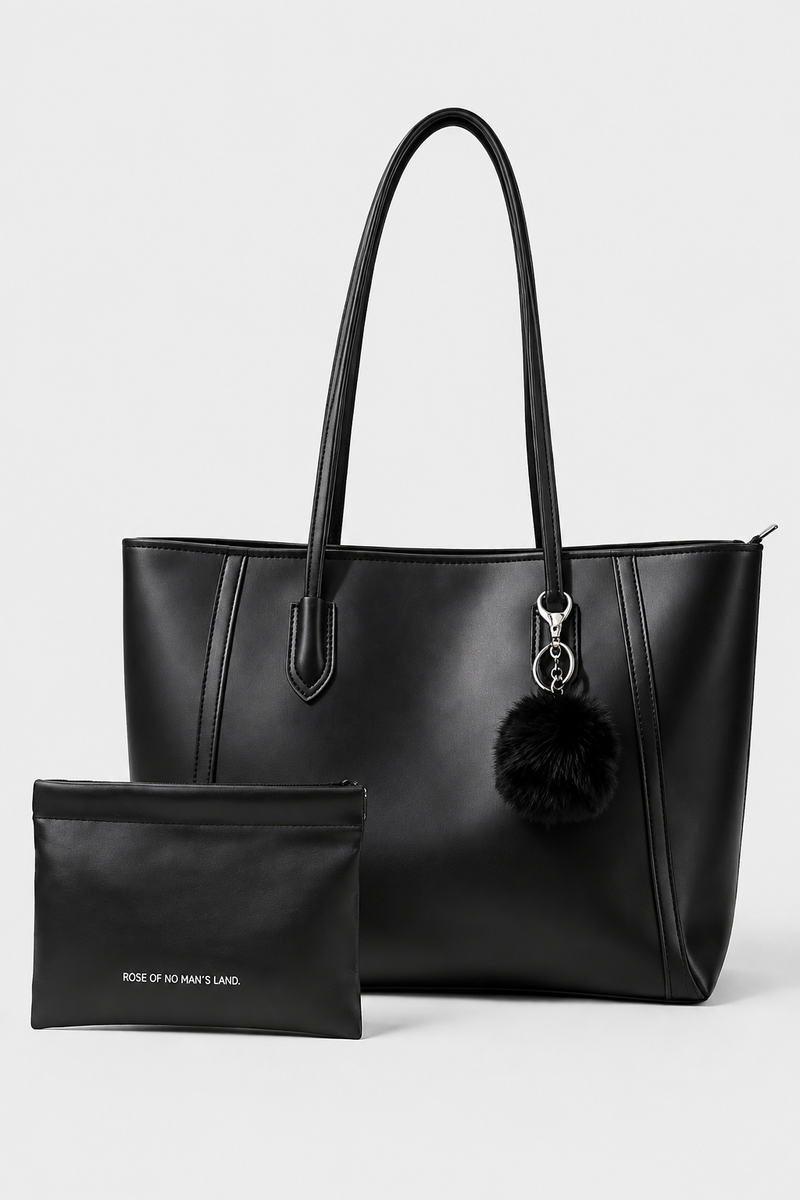 Women's Large PU Leather Tote Bag Shoulder Laptop Handbag with Zipper & Organiser Pouch