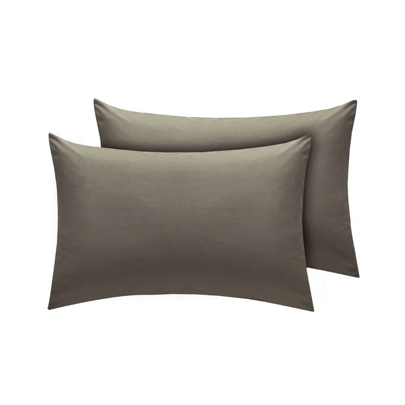 Easy-Care Non-Iron Percale Pillow Cases in Grey | Divine Textiles (Pair of 2)