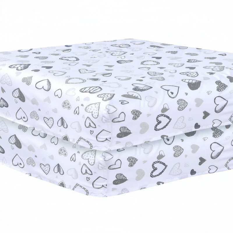Cot Bed Sheets Super Soft Breathable Polycotton Fitted Sheet - Heart