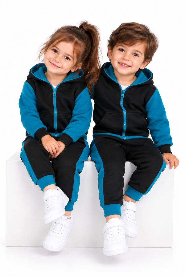 Kids Hooded Tracksuit Set – Fleece Zip Hoodie & Joggers Youth Sports Jogging Suit Boys & Girls