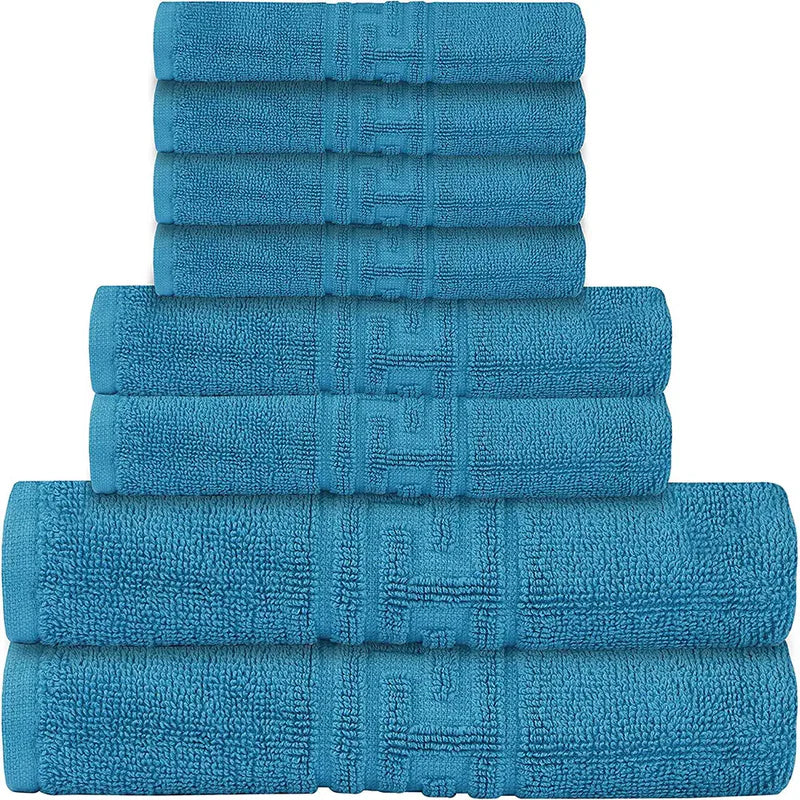 Soft and Premium Egyptian Cotton Towels - 600 GSM Teal, Set of 8