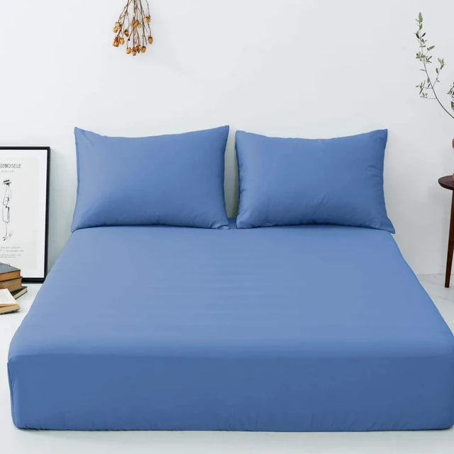 Soft & Silky Extra Deep Fitted Microfiber Sheets 16"/40CM - Mid Blue
