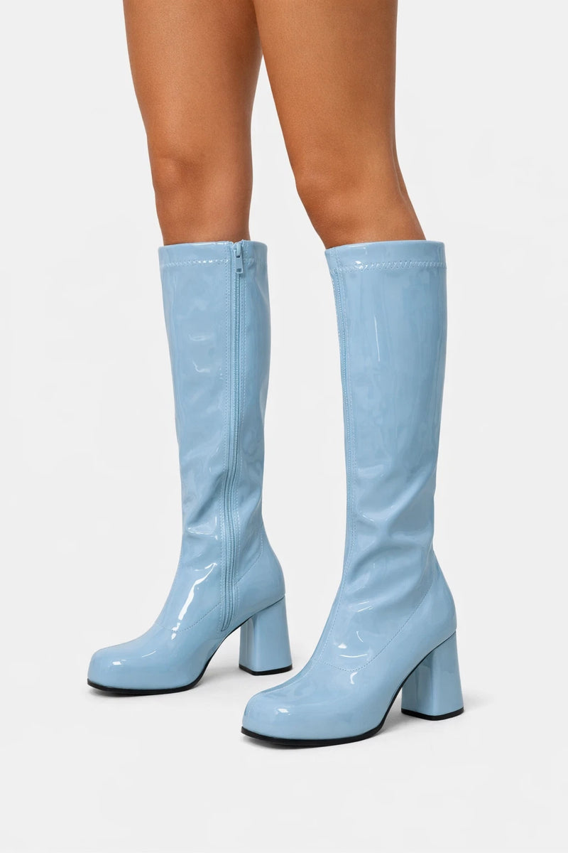 Women Fancy Dress Party GO GO Boots 1960s & 1970s Sky Blue G-733